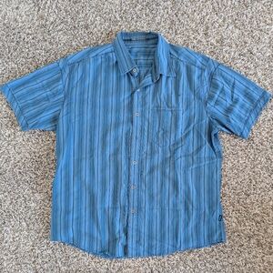Kuhl Blue Stripe Hiking Shorts Sleeve Button Down Shirt XL